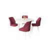 Dining Table & Chairs Set (5 Pieces) Rox - White, Burgundy White
Burgundy