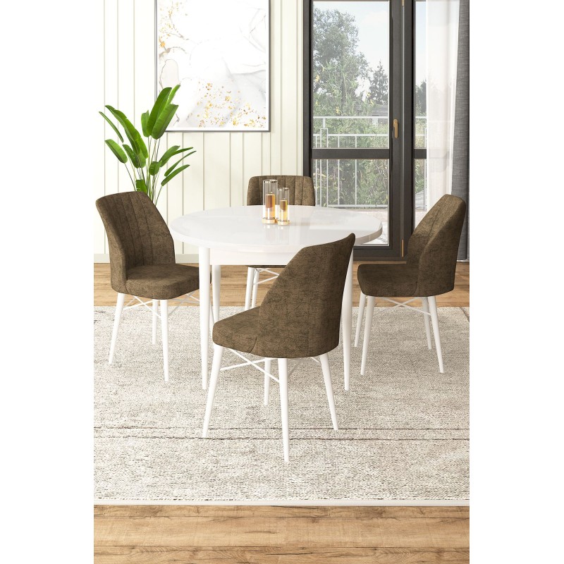 Dining Table & Chairs Set (5 Pieces) Rox - White, Brown White
Brown
