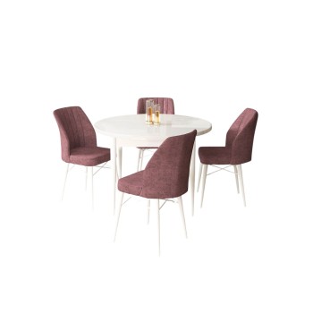 Dining Table & Chairs Set (5 Pieces) Rox - White, Dusty Rose White
Dusty Rose