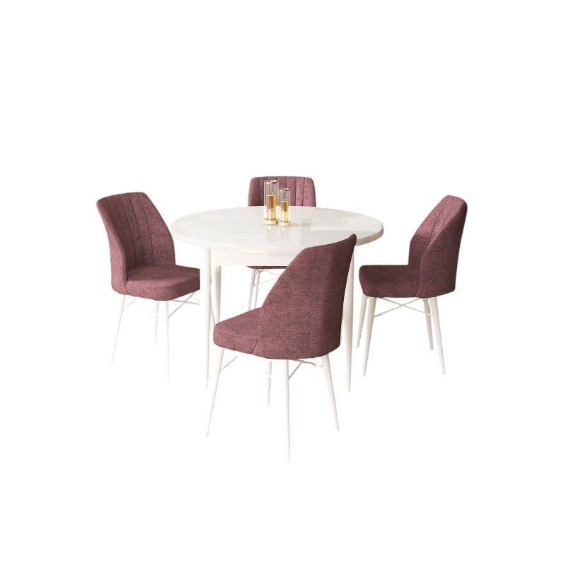 Dining Table & Chairs Set (5 Pieces) Rox - White, Dusty Rose White
Dusty Rose