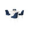 Dining Table & Chairs Set (5 Pieces) Rox - White, Navy Blue White
Navy Blue