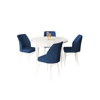 Dining Table & Chairs Set (5 Pieces) Rox - White, Navy Blue White
Navy Blue