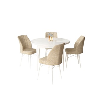 Dining Table & Chairs Set (5 Pieces) Rox - White, Cream White
Cream