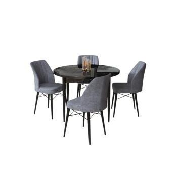 Dining Table & Chairs Set (5 Pieces) Rox - Black Marble, Fume Black Marble
Fume