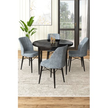 Dining Table & Chairs Set (5 Pieces) Rox - Black Marble, Grey Black Marble
Grey