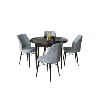 Dining Table & Chairs Set (5 Pieces) Rox - Black Marble, Grey Black Marble
Grey