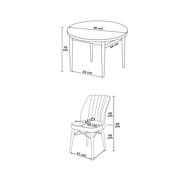 Dining Table & Chairs Set (5 Pieces) Rox - Black Marble, Grey Black Marble
Grey