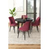 Dining Table & Chairs Set (5 Pieces) Rox - Black Marble, Burgundy Black Marble
Burgundy