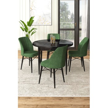 Dining Table & Chairs Set (5 Pieces) Rox - Black Marble, Khaki Black Marble
Khaki