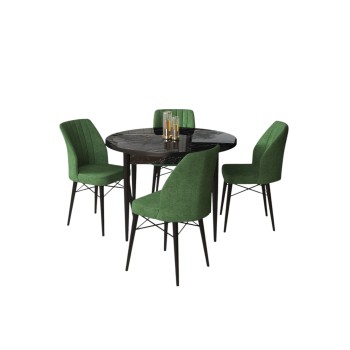 Dining Table & Chairs Set (5 Pieces) Rox - Black Marble, Khaki Black Marble
Khaki