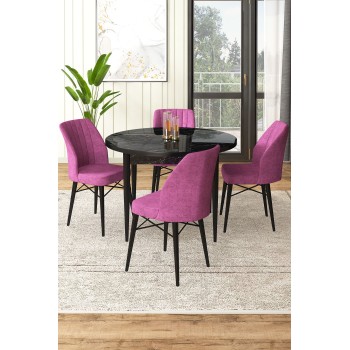 Dining Table & Chairs Set (5 Pieces) Rox - Black Marble, Purple Black Marble
Purple