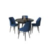 Dining Table & Chairs Set (5 Pieces) Rox - Black Marble, Navy Blue Black Marble
Navy Blue