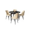 Dining Table & Chairs Set (5 Pieces) Rox - Black Marble, Cream Black Marble
Cream