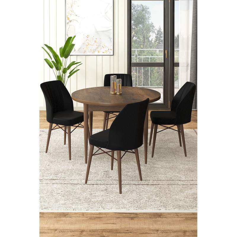 Dining Table & Chairs Set (5 Pieces) Rox - Baroque, Black Baroque
Black