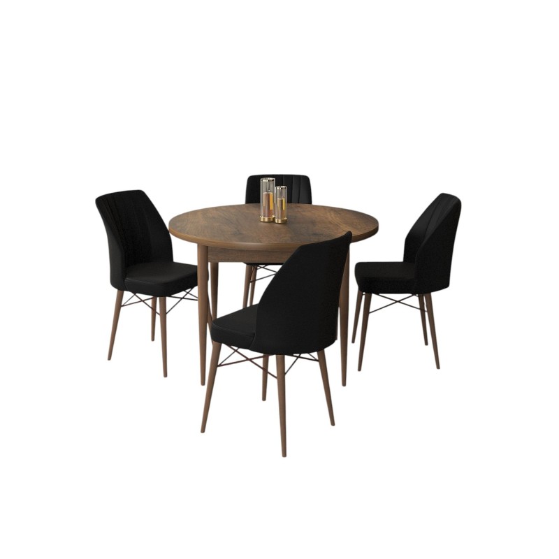 Dining Table & Chairs Set (5 Pieces) Rox - Baroque, Black Baroque
Black
