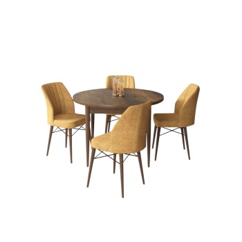 Dining Table & Chairs Set (5 Pieces) Rox - Baroque, Cappuccino Baroque
Cappuccino