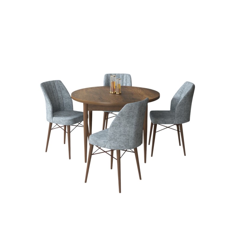 Dining Table & Chairs Set (5 Pieces) Rox - Baroque, Grey Baroque
Grey