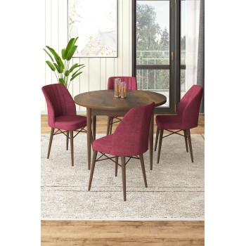 Dining Table & Chairs Set (5 Pieces) Rox - Baroque, Burgundy Baroque
Burgundy