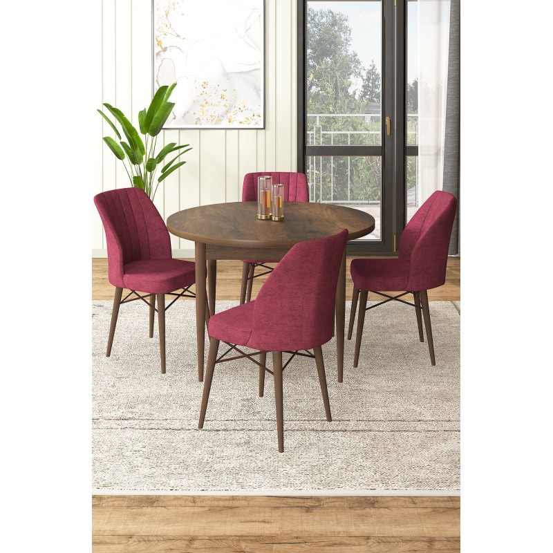 Dining Table & Chairs Set (5 Pieces) Rox - Baroque, Burgundy Baroque
Burgundy