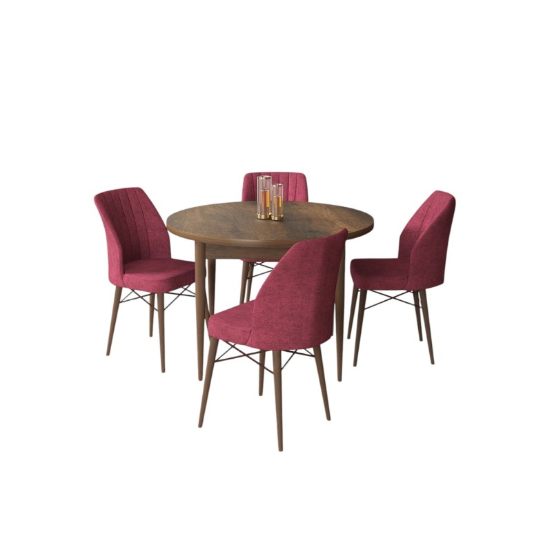 Dining Table & Chairs Set (5 Pieces) Rox - Baroque, Burgundy Baroque
Burgundy