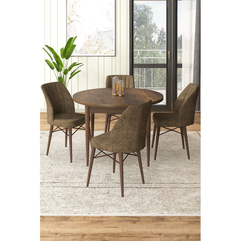 Dining Table & Chairs Set (5 Pieces) Rox - Baroque, Brown Baroque
Brown