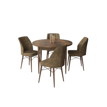 Dining Table & Chairs Set (5 Pieces) Rox - Baroque, Brown Baroque
Brown