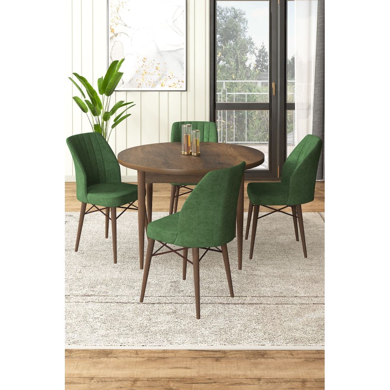 Dining Table & Chairs Set (5 Pieces) Rox - Baroque, Khaki Baroque
Khaki