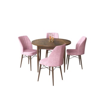 Dining Table & Chairs Set (5 Pieces) Rox - Baroque, Pink Baroque
Pink