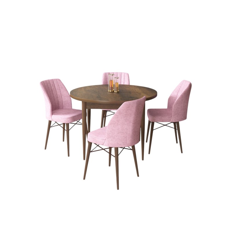 Dining Table & Chairs Set (5 Pieces) Rox - Baroque, Pink Baroque
Pink