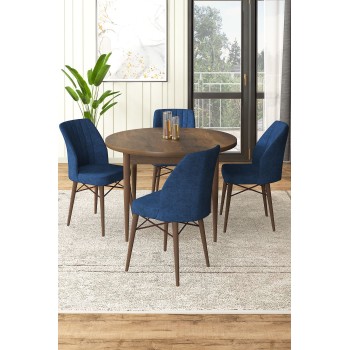 Dining Table & Chairs Set (5 Pieces) Rox - Baroque, Navy Blue Baroque
Navy Blue