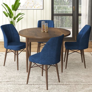 Dining Table & Chairs Set (5 Pieces) Rox - Baroque, Navy Blue Baroque
Navy Blue