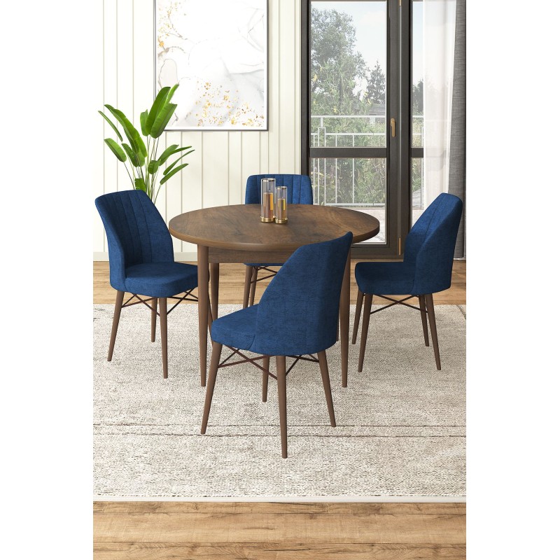 Dining Table & Chairs Set (5 Pieces) Rox - Baroque, Navy Blue Baroque
Navy Blue