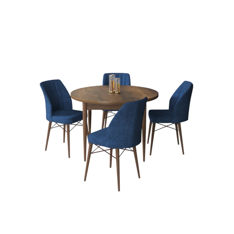 Dining Table & Chairs Set (5 Pieces) Rox - Baroque, Navy Blue Baroque
Navy Blue