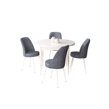 Dining Table & Chairs Set (5 Pieces) Tor - White, Fume White
Fume