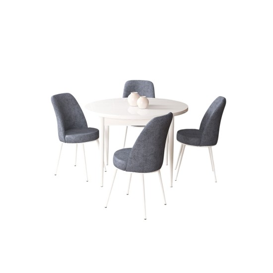 Dining Table & Chairs Set (5 Pieces) Tor - White, Fume White
Fume Dining Table & Chairs Set (5 Pieces) Tor - White, Fume White
Fume
