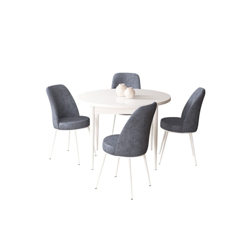 Dining Table & Chairs Set (5 Pieces) Tor - White, Fume White
Fume