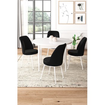 Dining Table & Chairs Set (5 Pieces) Tor - White, Black White
Black