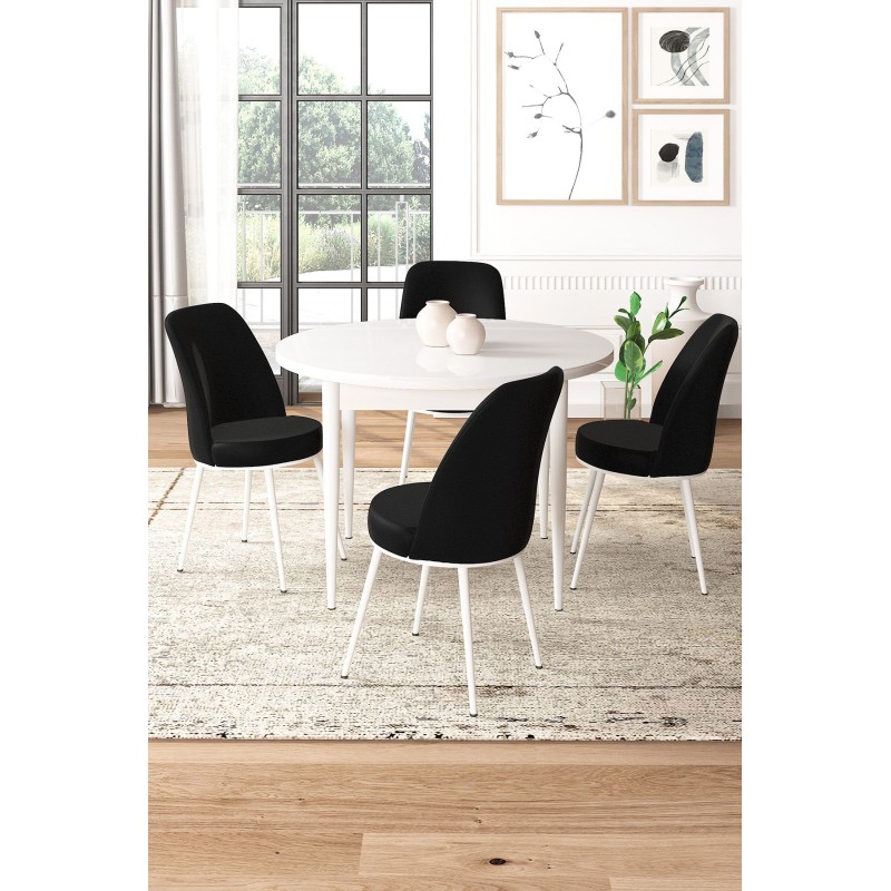 Dining Table & Chairs Set (5 Pieces) Tor - White, Black White
Black