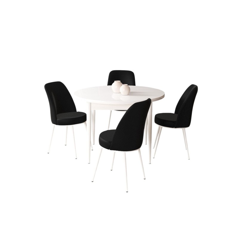 Dining Table & Chairs Set (5 Pieces) Tor - White, Black White
Black