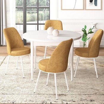 Dining Table & Chairs Set (5 Pieces) Tor - White, Cappuccino White
Cappuccino
