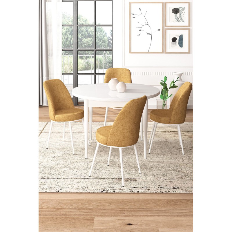 Dining Table & Chairs Set (5 Pieces) Tor - White, Cappuccino White
Cappuccino