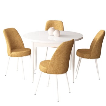 Dining Table & Chairs Set (5 Pieces) Tor - White, Cappuccino White
Cappuccino