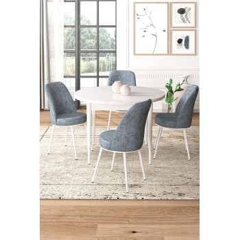 Dining Table & Chairs Set (5 Pieces) Tor - White, Grey White
Grey