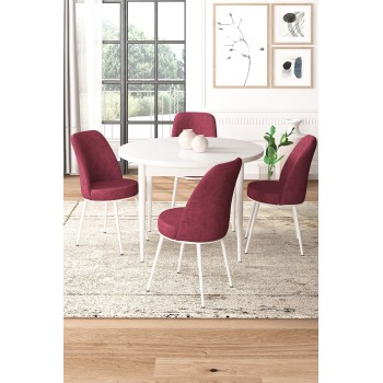 Dining Table & Chairs Set (5 Pieces) Tor - White, Burgundy White
Burgundy
