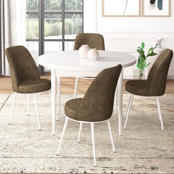 Dining Table & Chairs Set (5 Pieces) Tor - White, Brown White
Brown