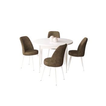 Dining Table & Chairs Set (5 Pieces) Tor - White, Brown White
Brown