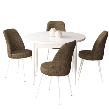 Dining Table & Chairs Set (5 Pieces) Tor - White, Brown White
Brown