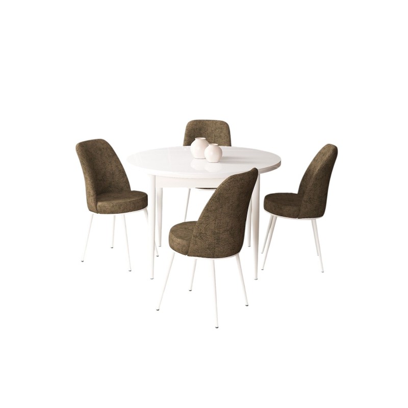 Dining Table & Chairs Set (5 Pieces) Tor - White, Brown White
Brown
