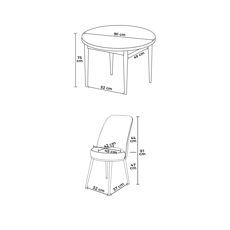 Dining Table & Chairs Set (5 Pieces) Tor - White, Mustard White
Mustard