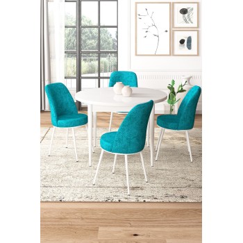 Dining Table & Chairs Set (5 Pieces) Tor - White, Turquoise White
Turquoise